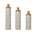 Large metal Drop-shaped Vase 3-piece Set, Modern Home  White and Gold