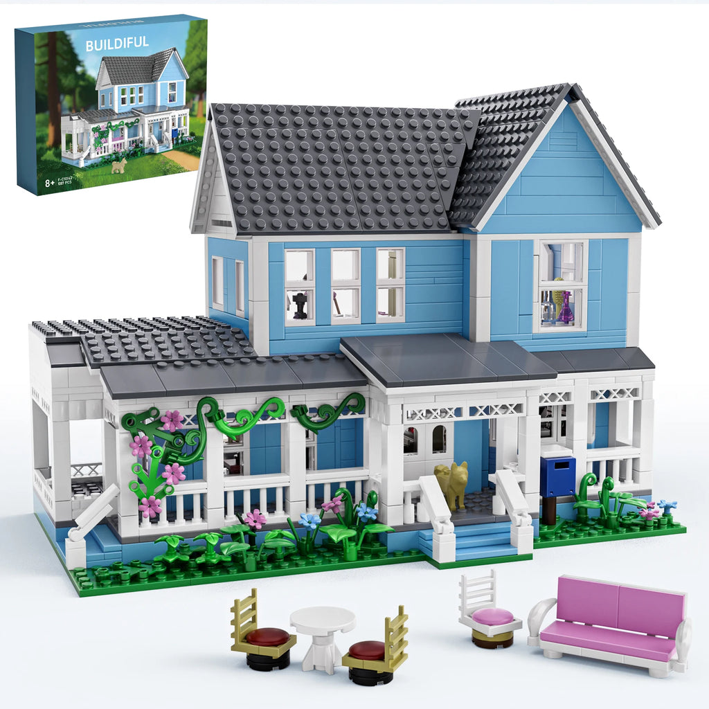 Lorelai Girls House Building Blocks Sets Blue Palace
