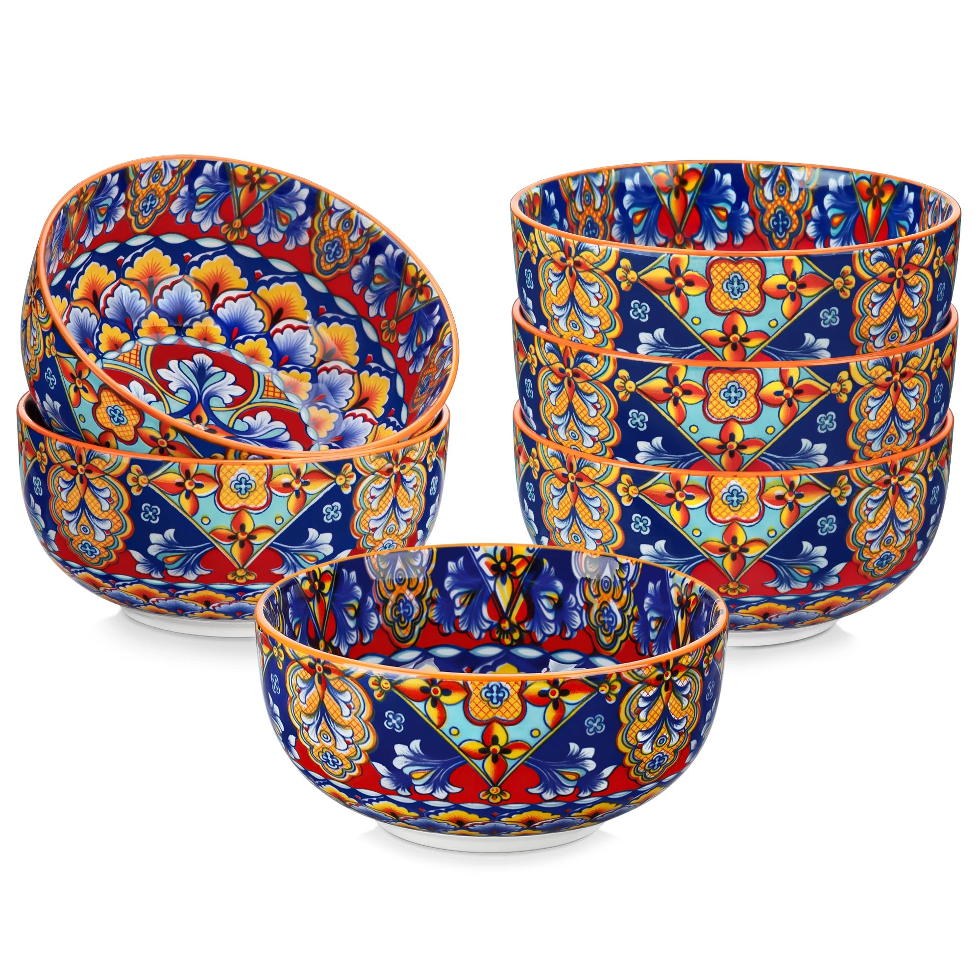 6/12 Piece Cereal Bowls Set 28 Oz Ceramic  Bohemian style