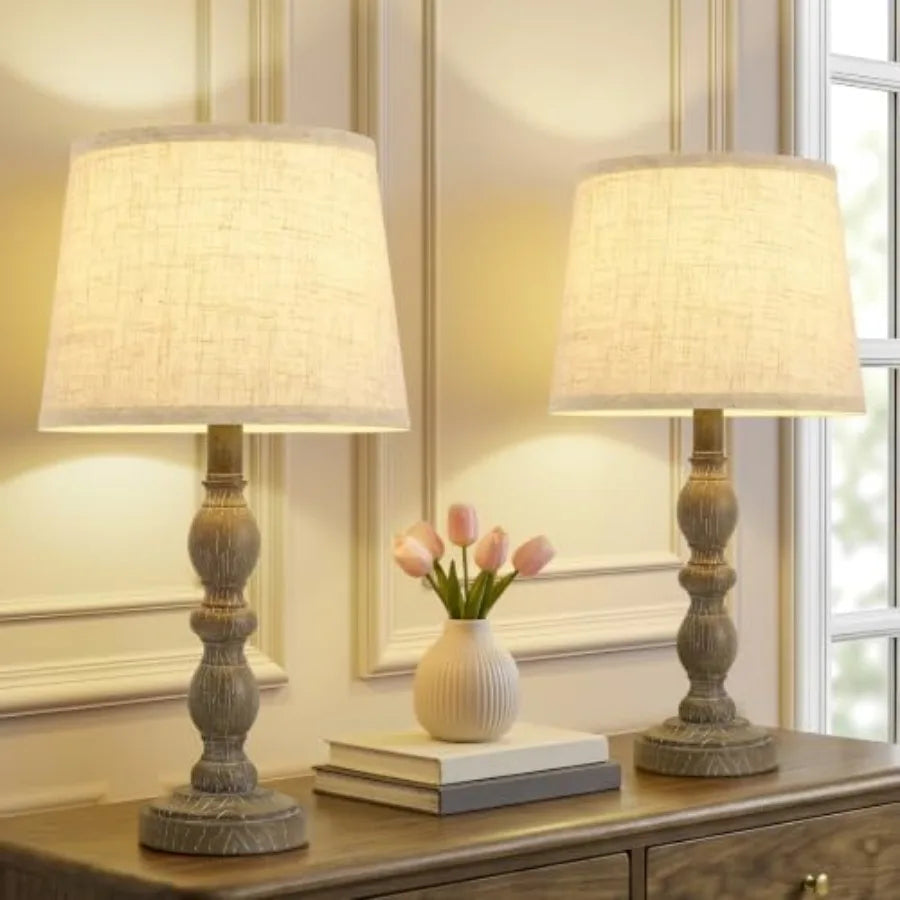 Table Lamps Set of 2, 20.5" Rustic Farmhouse  with Linen Shade
