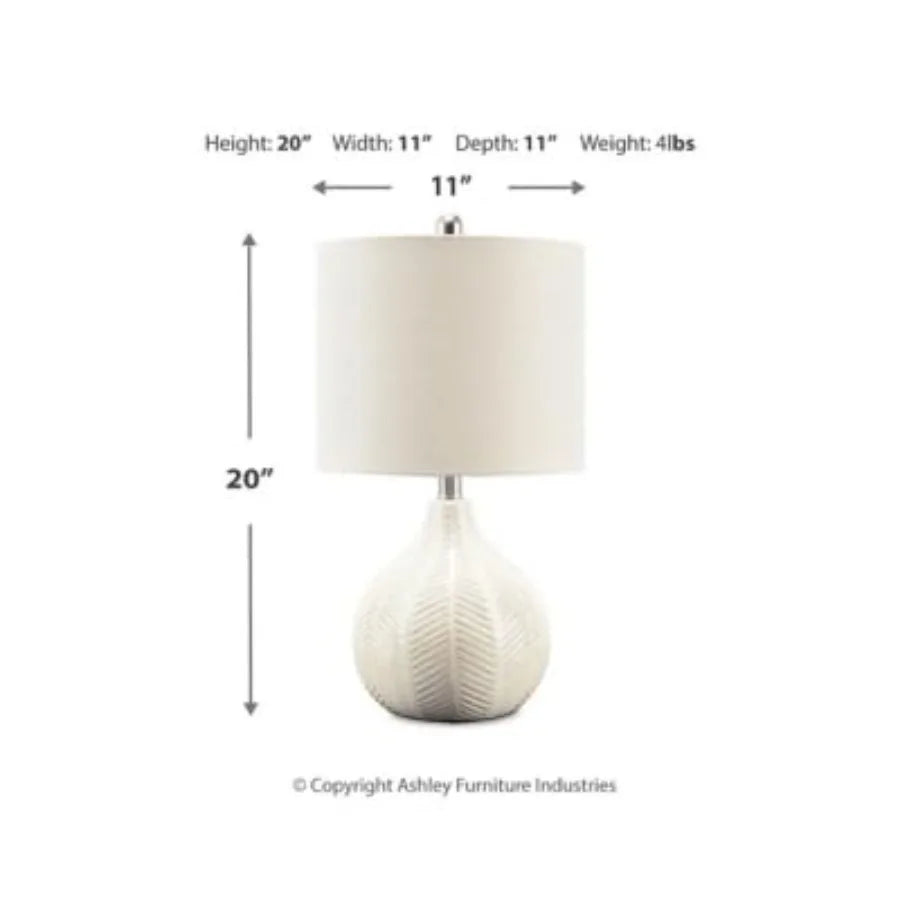 Ceramic Table Lamp, Transparent Glaze Finish, Drum Hardback Fabric Shade, 11" W x 11" D x 21" H, Off