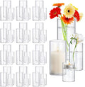 48 Pack Thick Glass Cylinder Vases 4,6,9,12 Inch Tall Clear Flower Vase Hurricane Floating Candle Holder