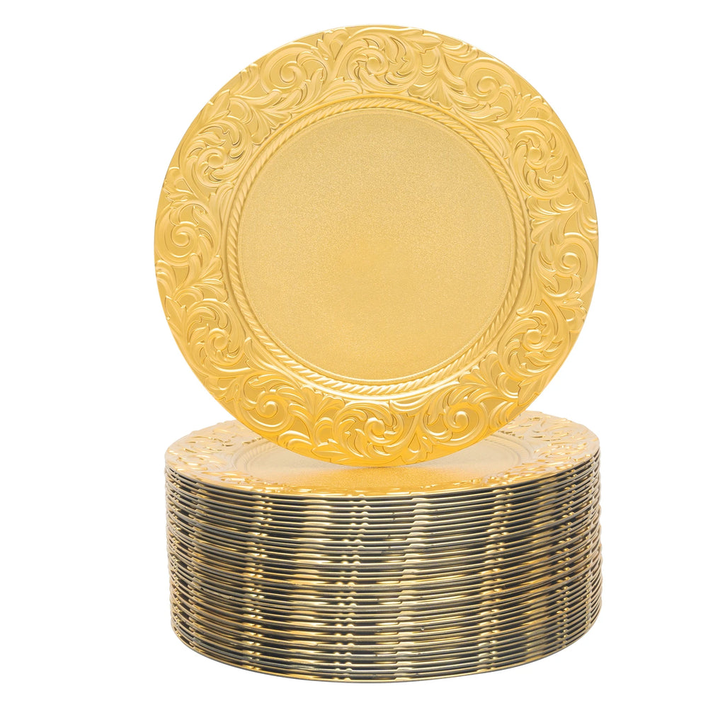 100 Pcs Silver Round Charger Plates Set, Reusable or Disposable multi-use