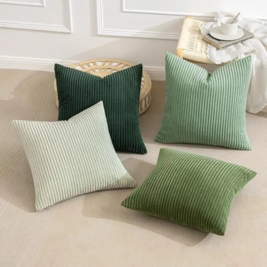 Boho Farmhouse Throw Pillow Covers 18x18 Inch Set of 4 Modern Nordic Cushion Covers Soft Corduroy
