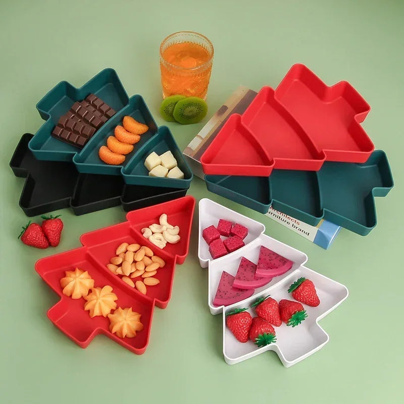 5PCS Christmas Tree Serving Tray Plastic