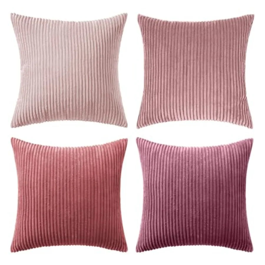 Boho Farmhouse Throw Pillow Covers 18x18 Inch Set of 4 Modern Nordic Cushion Covers Soft Corduroy