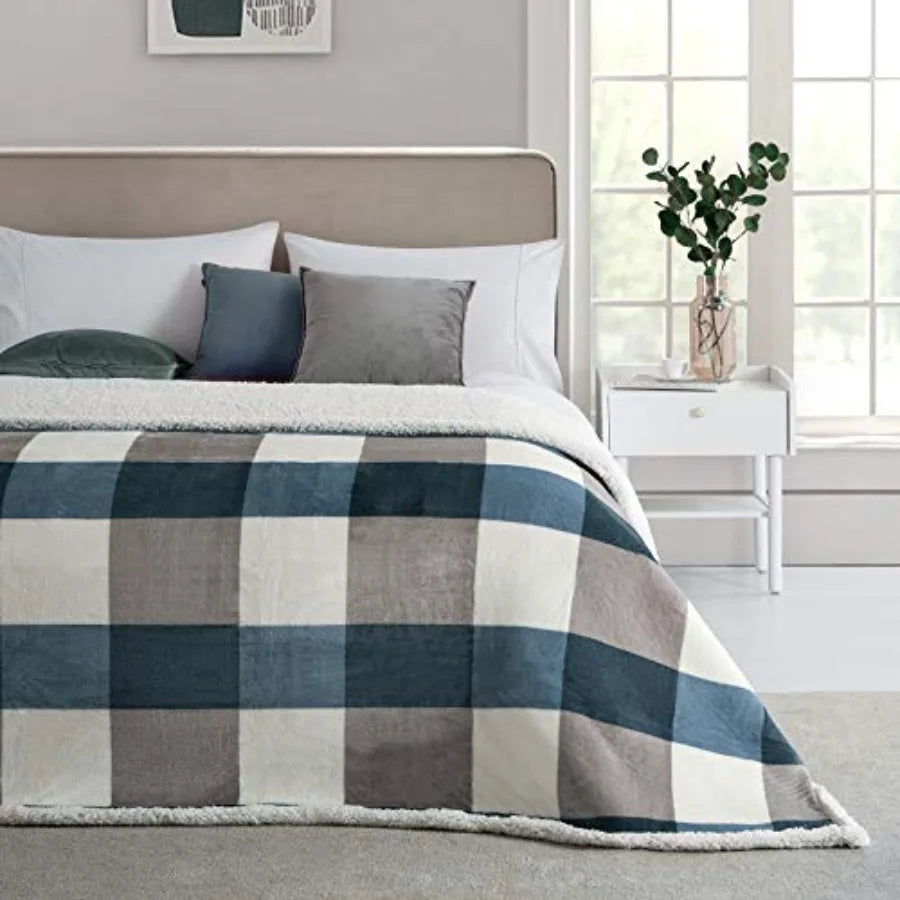 Sherpa Fleece Throw Blanket 60" x 80" Reversible Plush Fluffy Large Big Blanket
