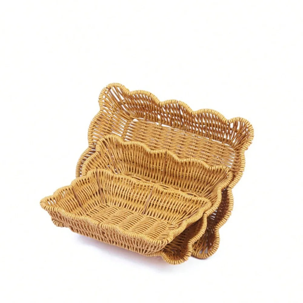 3pcs/1pc Handmade Woven Rattan Style Tray