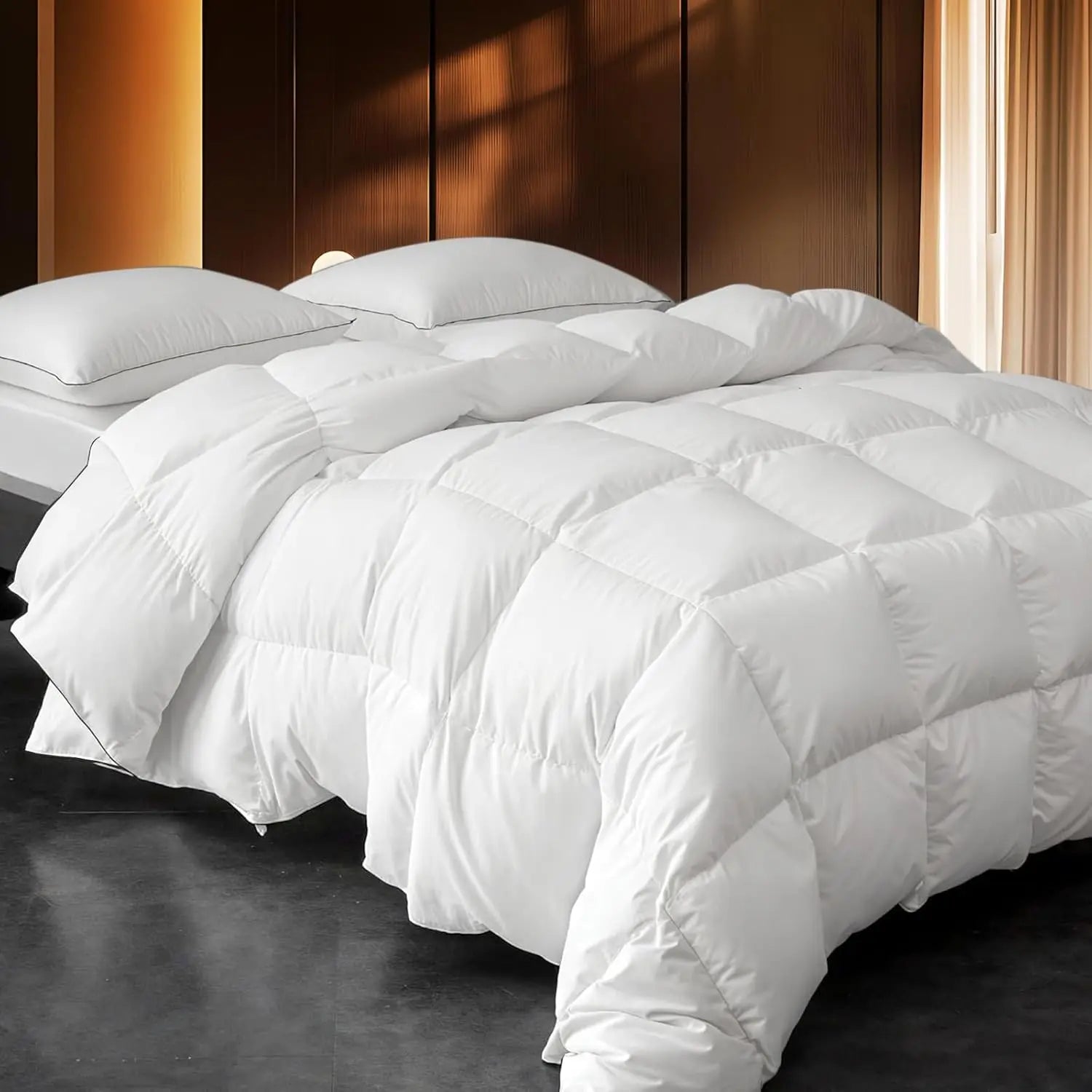 Luxurious Queen Size down Fiber Comforter 54 Oz High All Seasons  Duvet Insert for Cozy Nights