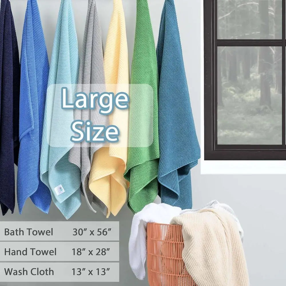 Pure Cotton Luxury Bath Towel Set: 6-Piece with 2 Large, 2 Hand, 2 Washcloths in Aqua Teal