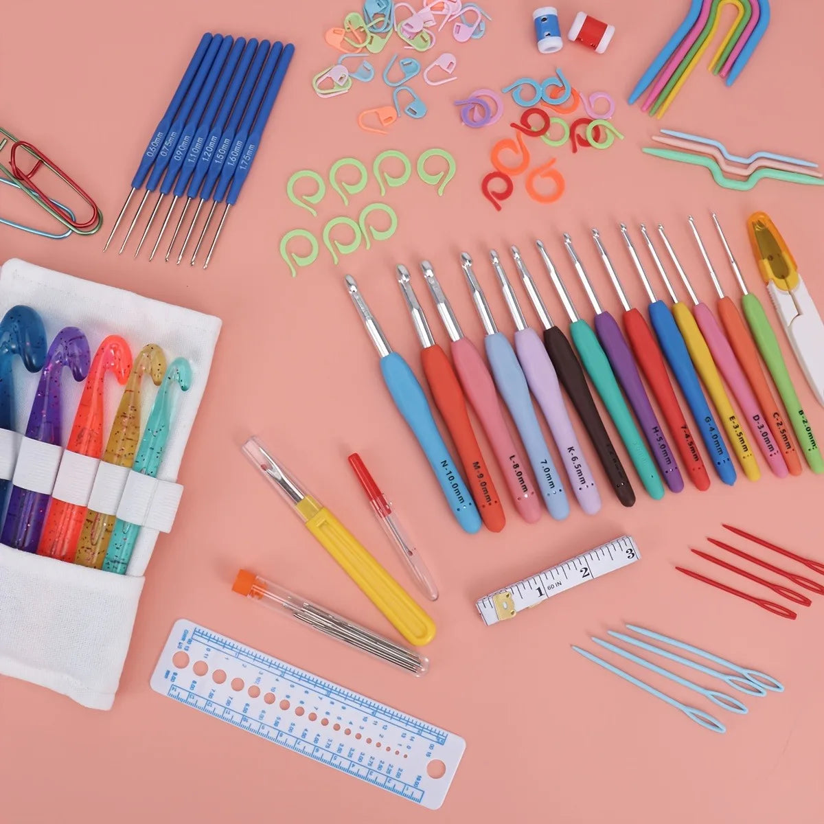 118pcs  Ergonomic Crochet Hooks Sets,  Storage Bag and Crochets Needle Accessories