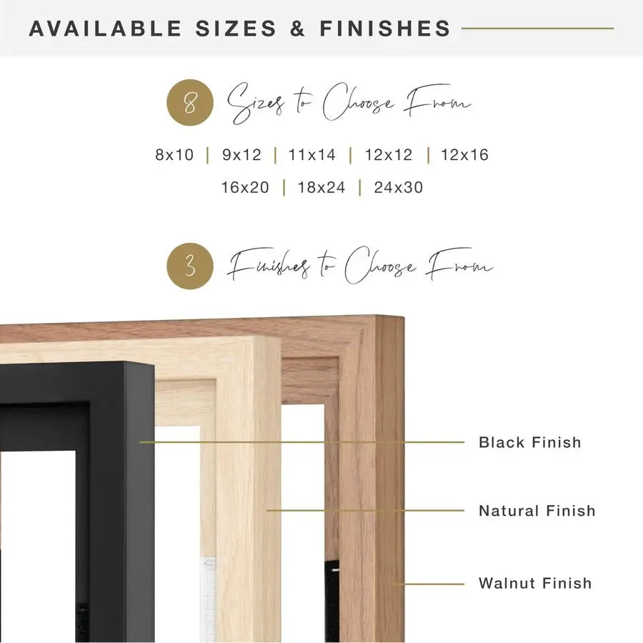 Canvas Float Walnut Wood Frames 24x30 for , Vertical and Horizontal with Adhesive
