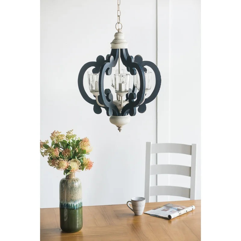 Natural Wood Chandelier Pendant Light for Kitchen Living Dining Room, Farmhouse Style, Bulb Not Included