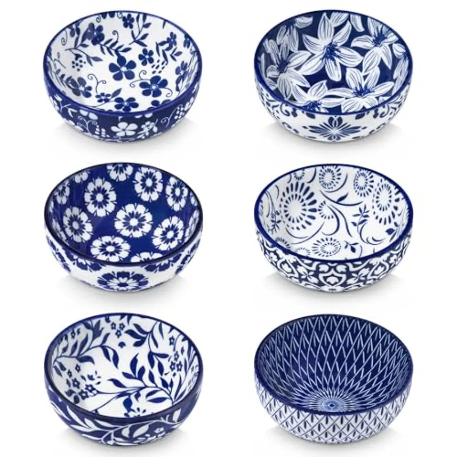 2.7 Oz Ceramic Mini Dipping Bowls Set of 6, 3 Inch Small Dip Bowls for Sauces, Nuts, Finger Bowls