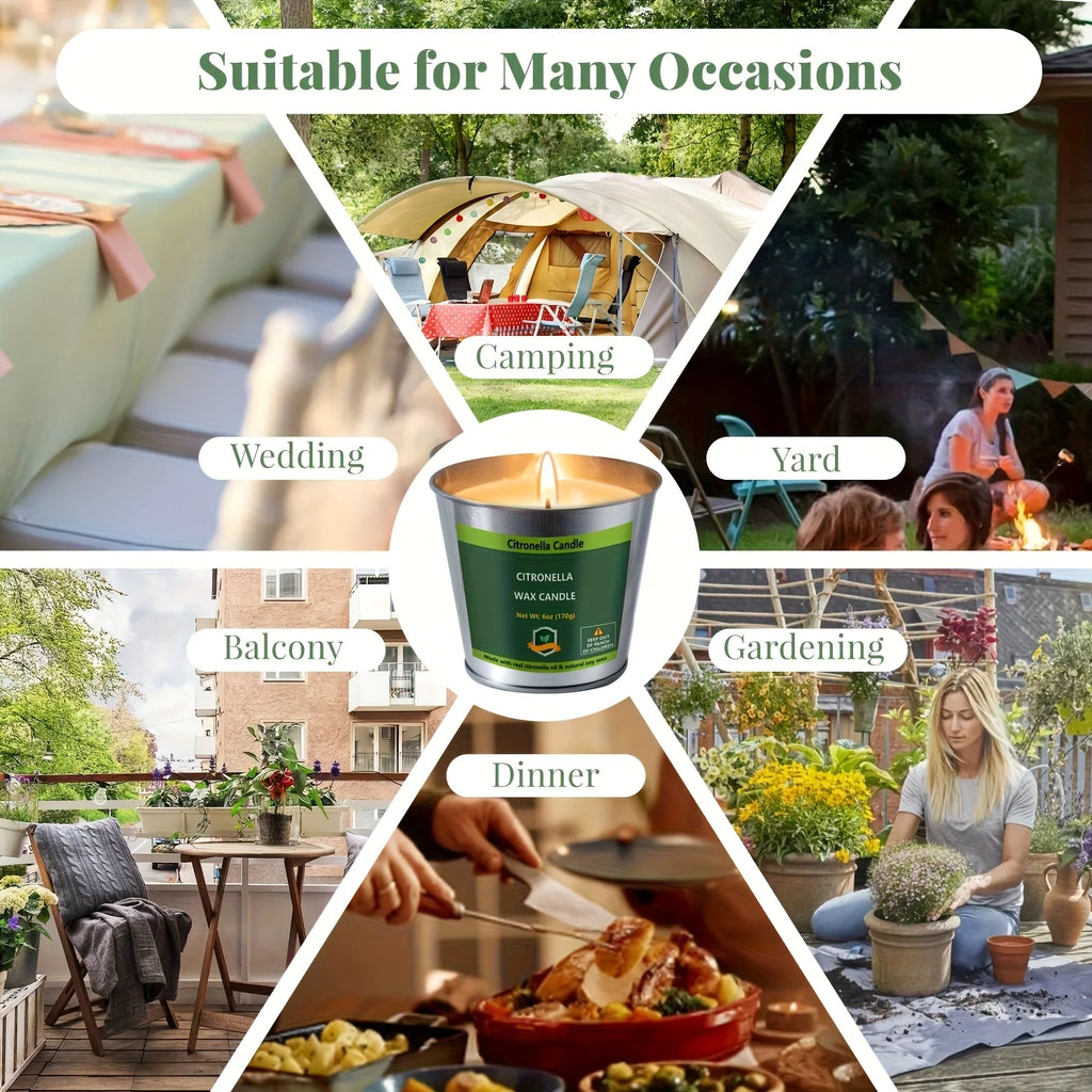 4pcs Citronella Candles Outdoor, 6oz 128 Hours Burning