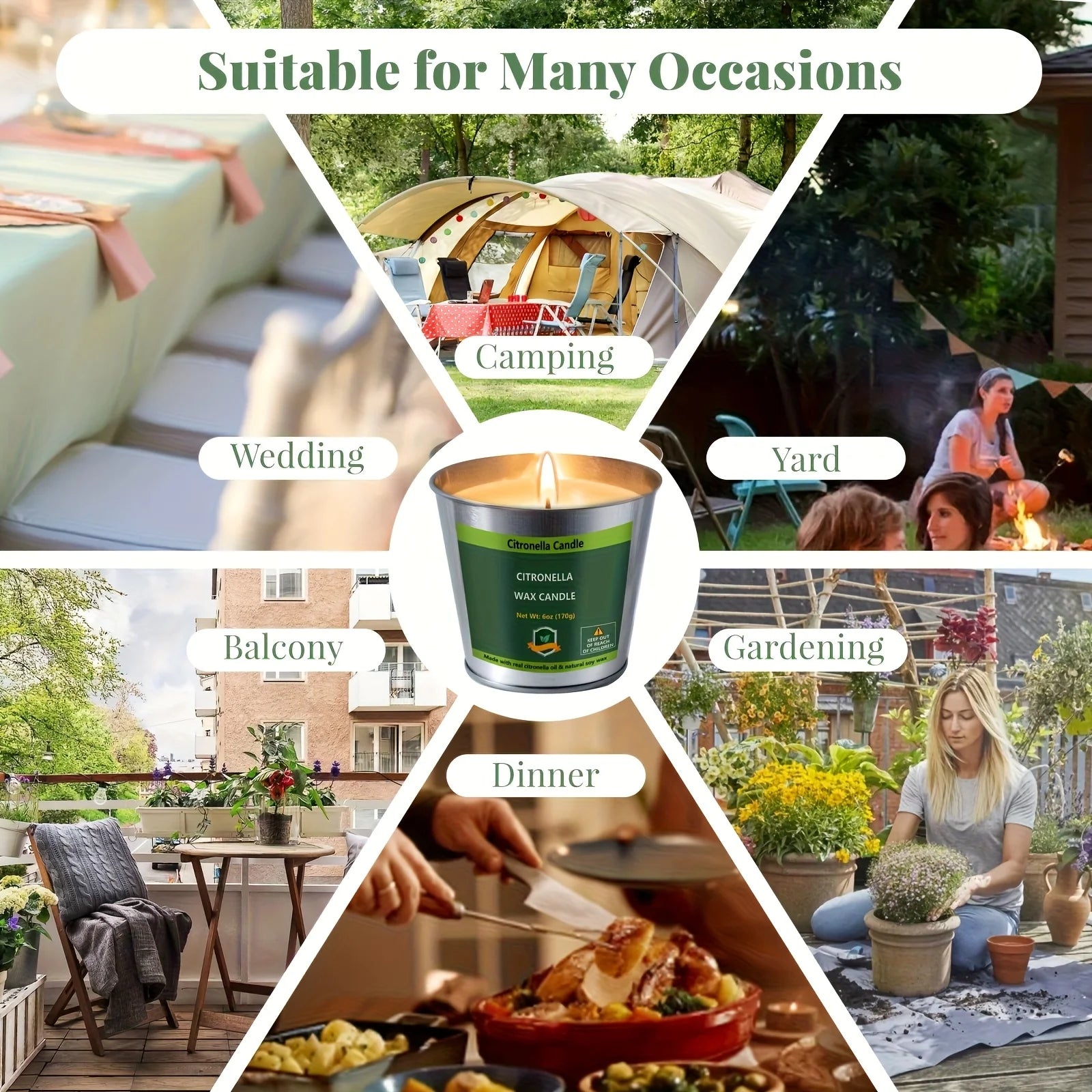 4pcs Citronella Candles Outdoor, 6oz 128 Hours Burning