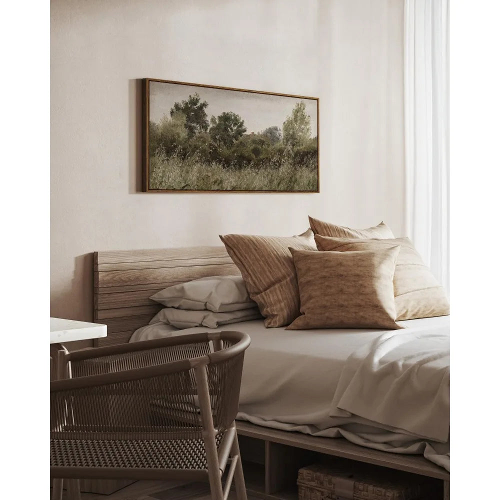 Vintage Framed Wall Art 20x40in Grassland Landscape Canvas Print