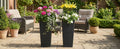 Resin Tall Plant Pots Large Tapered Flower Pots with Drainage Holes Removable Inner Pot Rattan