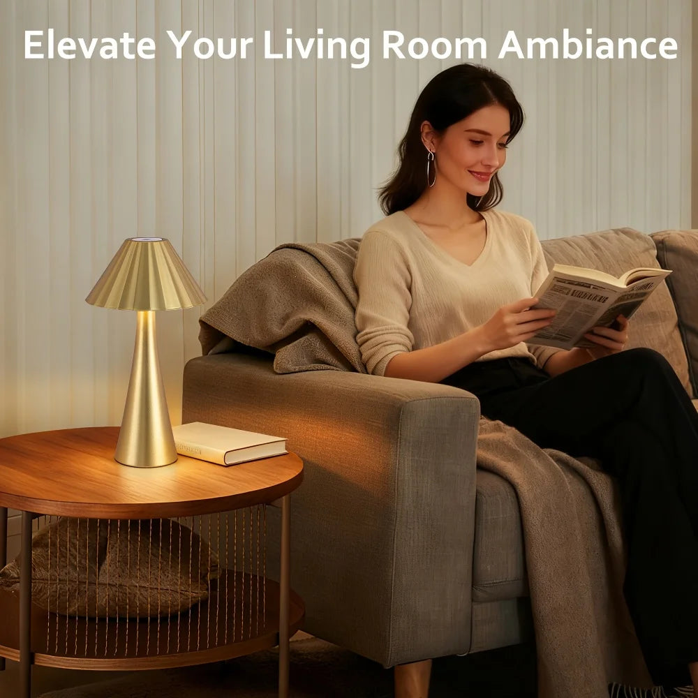 26.5 Inch Modern Metal Mini Table Lamp Set Of 2,  Top Touch Control and USB Charging, Dimmable LED Light