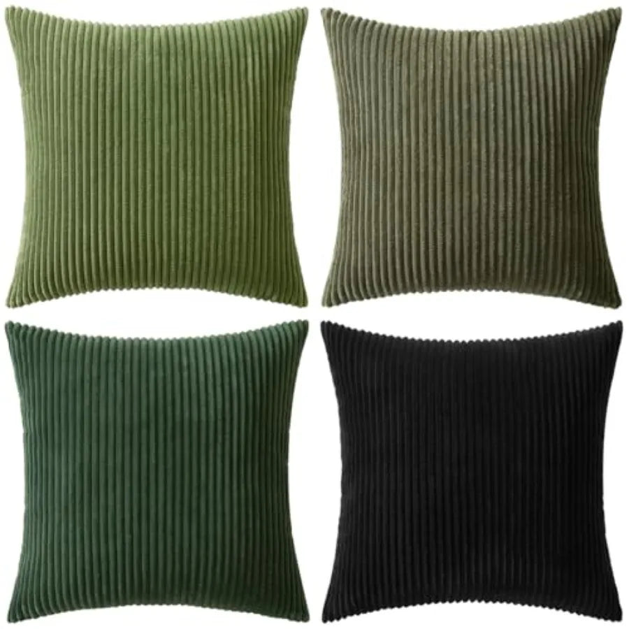 Boho Farmhouse Throw Pillow Covers 18x18 Inch Set of 4 Modern Nordic Cushion Covers Soft Corduroy