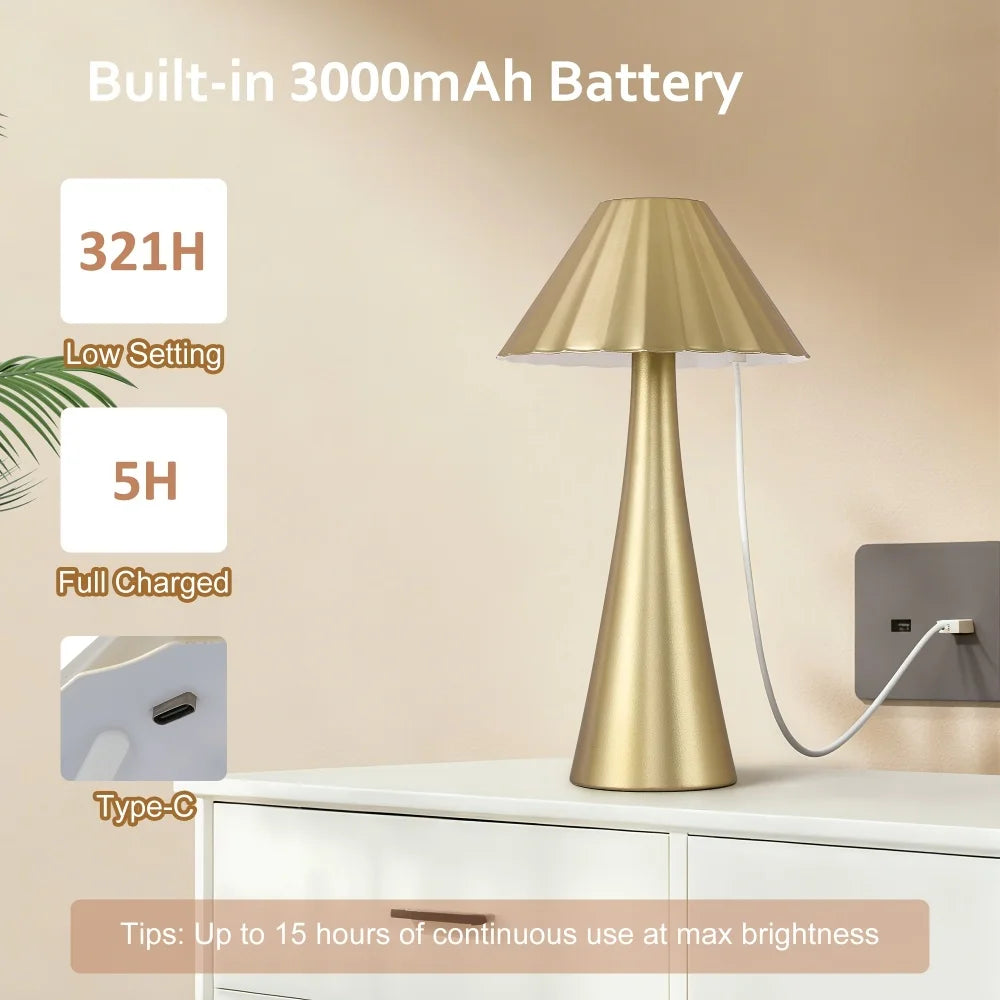 26.5 Inch Modern Metal Mini Table Lamp Set Of 2,  Top Touch Control and USB Charging, Dimmable LED Light