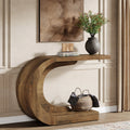 43.3" Mid-Century Modern Console Table Wood C-Shaped y Accent Table