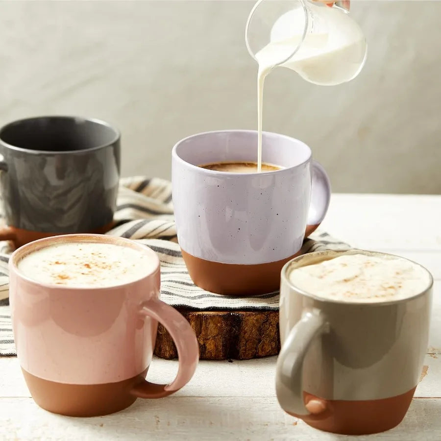 Color Ceramic  Mugs Set of 6 Large 18 oz with Handle