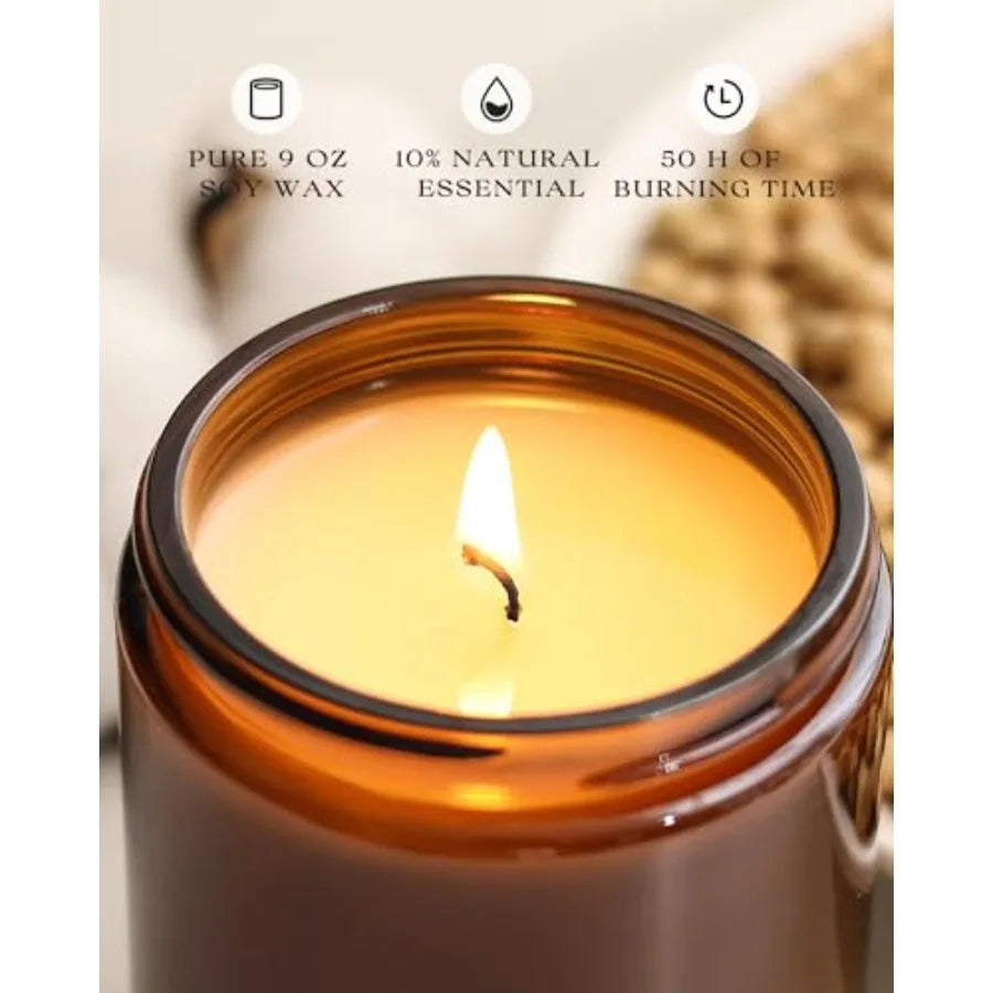 4PC Scented Candle Set, 36 oz Soy Candles Lavender/Vanilla/Eucalyptus/Sage