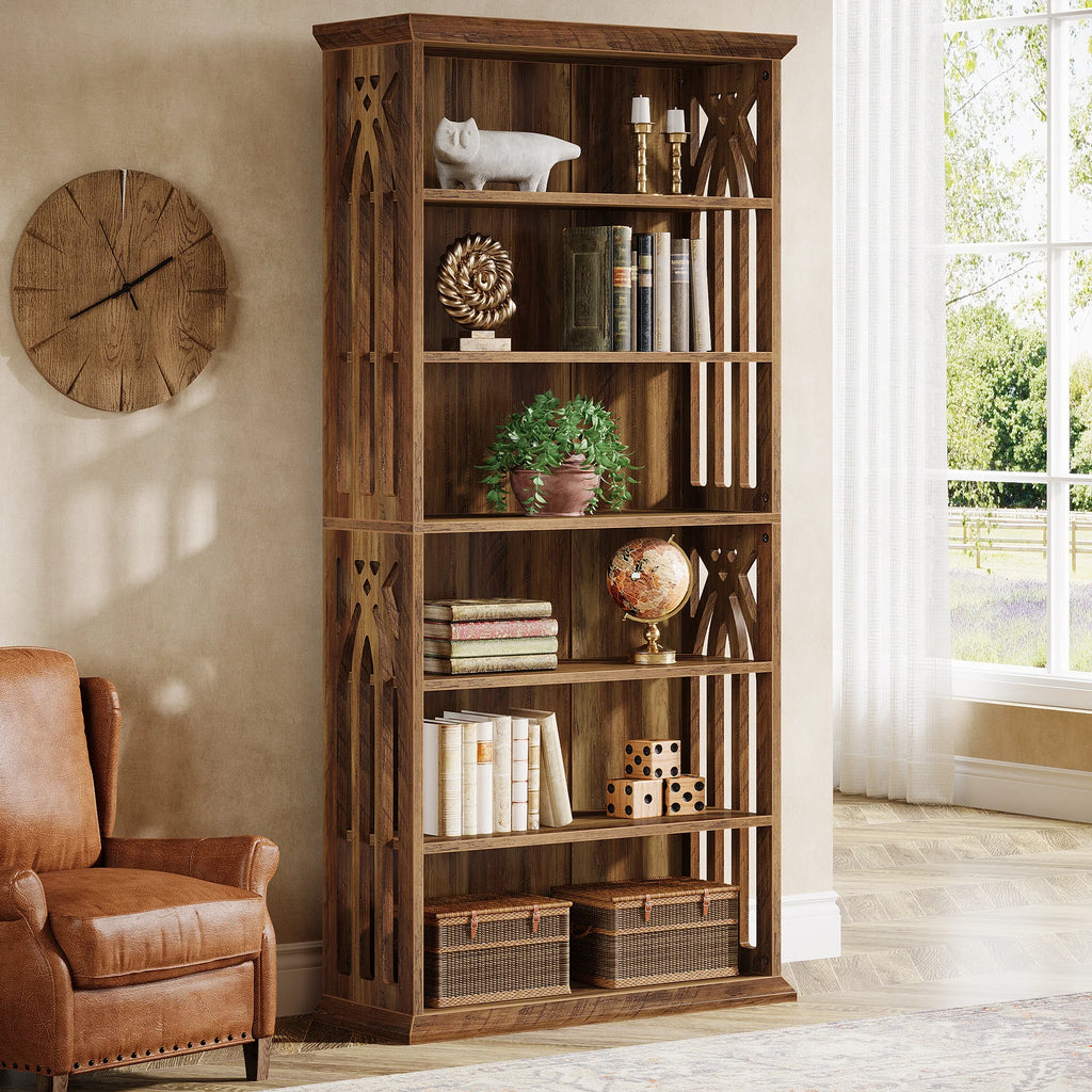 6-Tier Bookshelf, 75-Inch Tall Bookcase Freestanding Display Shelves