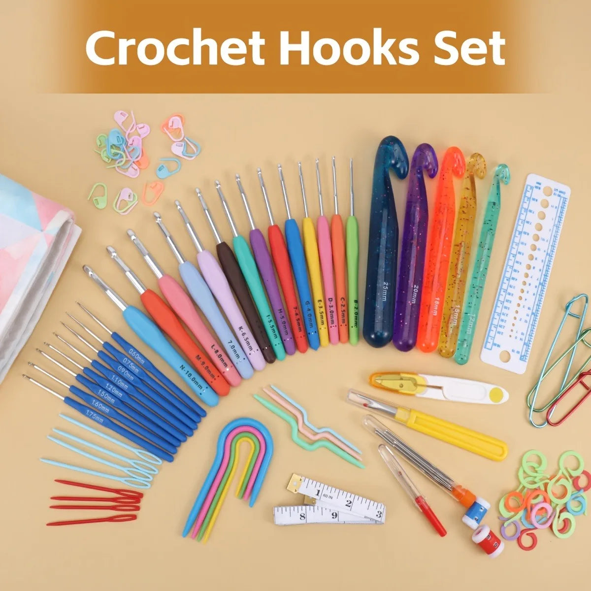 118pcs  Ergonomic Crochet Hooks Sets,  Storage Bag and Crochets Needle Accessories