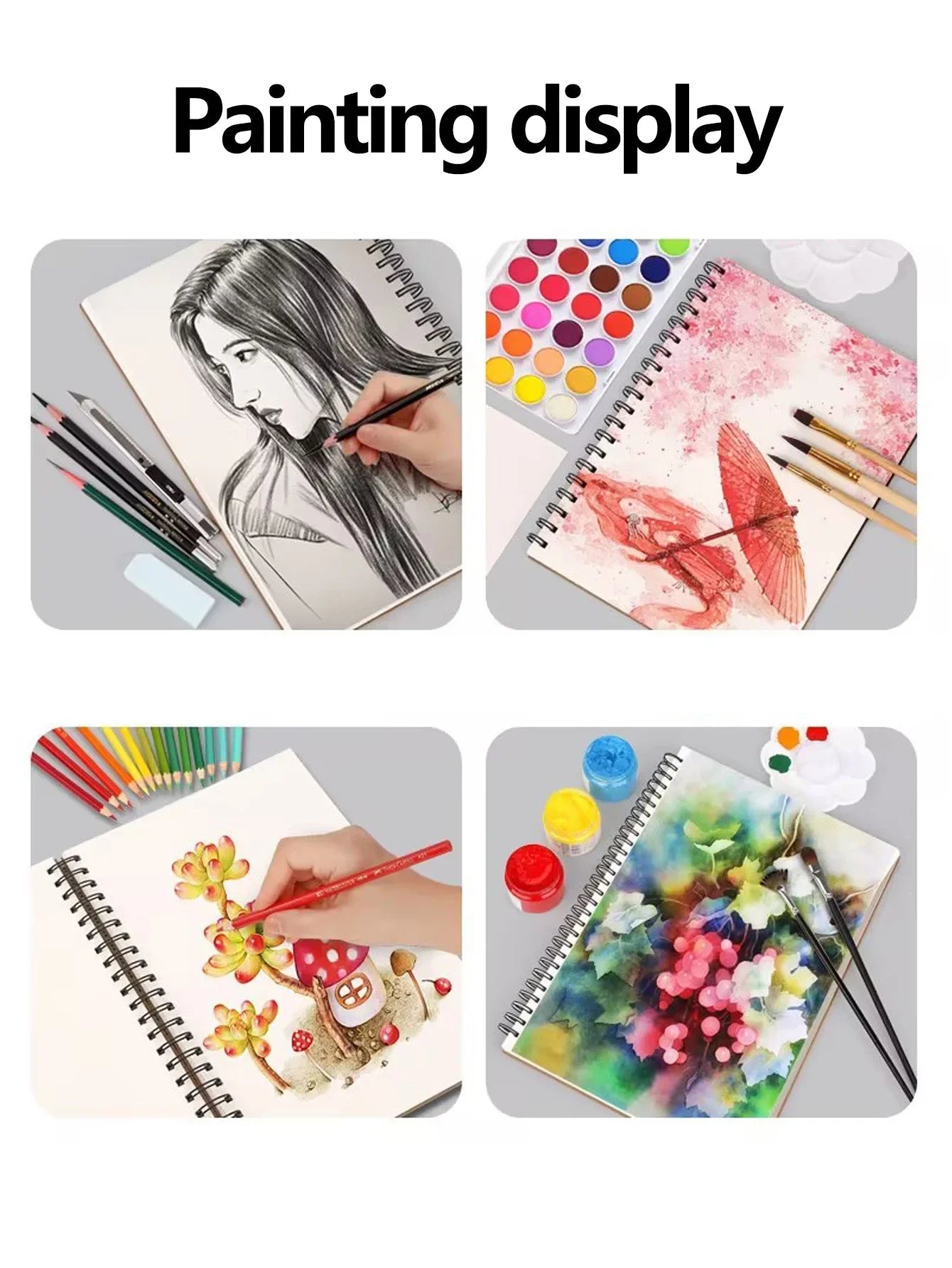 Pack 30-Sheets Acid Free Spiral Bound Sketch Book Artistic Drawing, Painting, Writing
