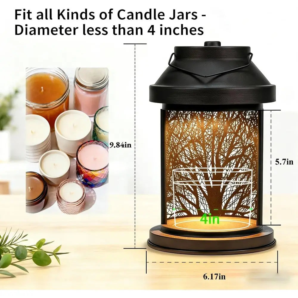 Vintage Candle Warmer Lantern with Timer & Dimming Function, Electric