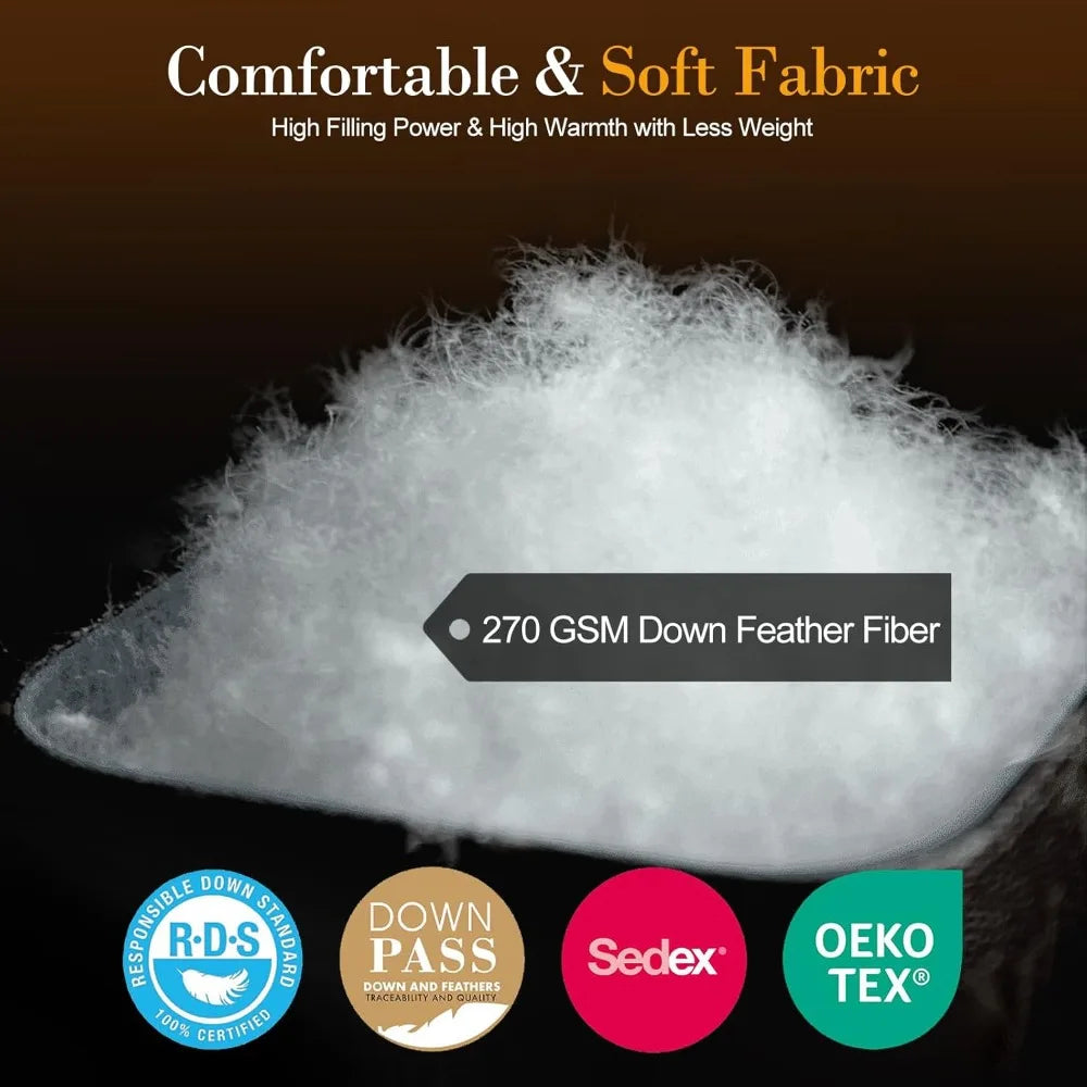 Luxurious Queen Size down Fiber Comforter 54 Oz High All Seasons  Duvet Insert for Cozy Nights