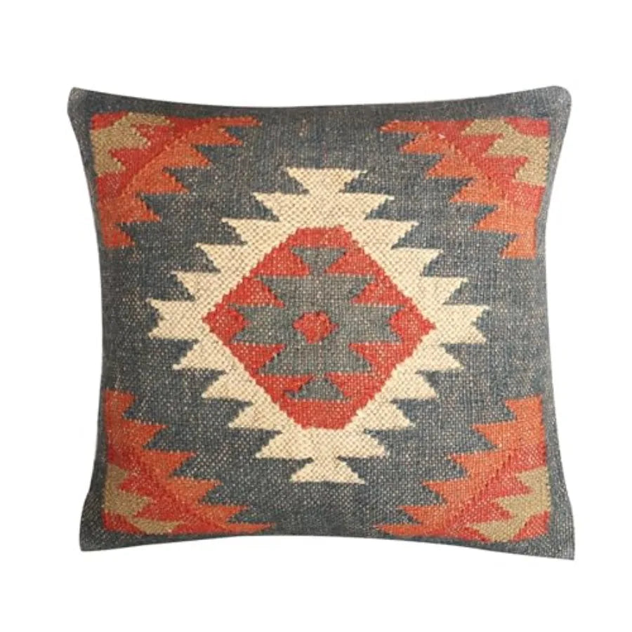 Set of 4 Turkish Handwoven Wool Jute Vintage Kilim Cushion Covers
