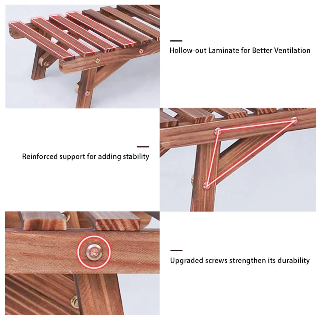 3 Tier Ladder Shelf Wood Plant Stand for Garden Balcony