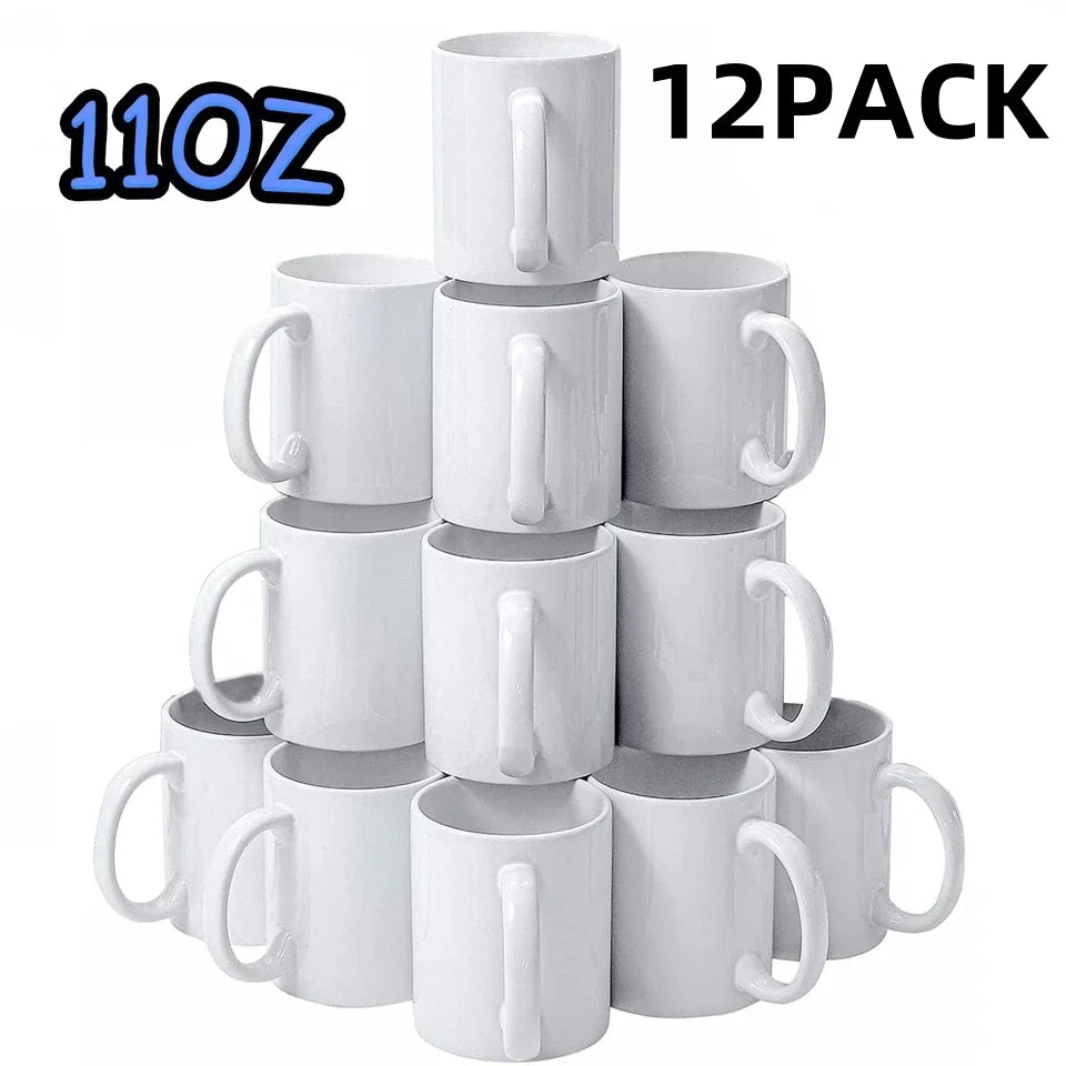 Sublimation Mugs Blank White Ceramic Sublimation Cups, 11 oz Set of 12