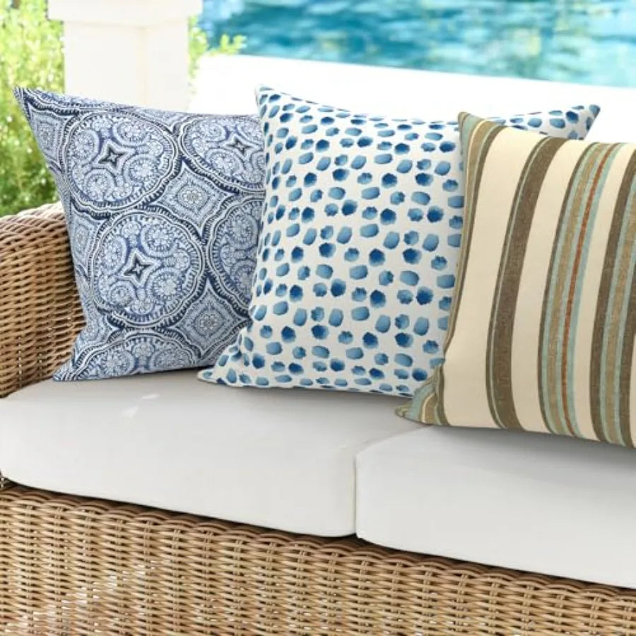 Pack of 2 Square Waterproof Outdoor Pillow sets, multi-room use