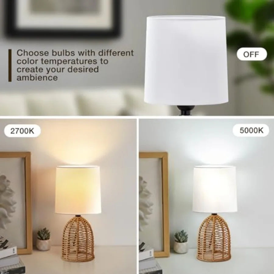 Rattan Lamp Boho Lamps Set of 2-3.75" Mini Table Lamp
