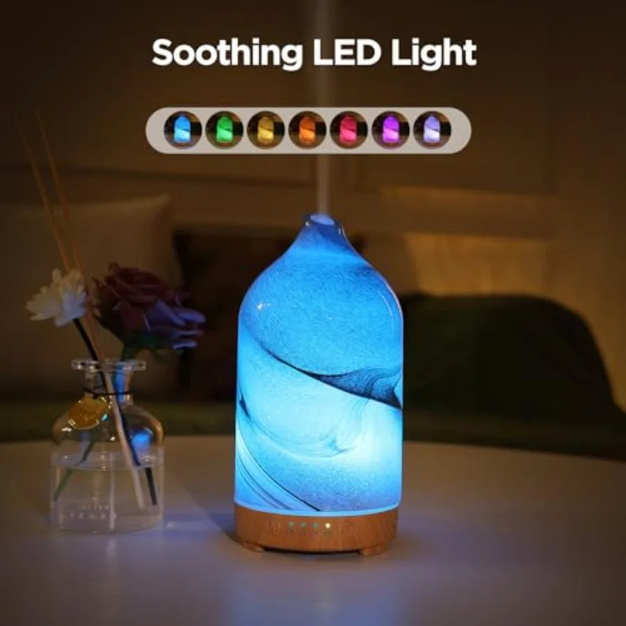 Hand Blown Essential Oil Diffuser Ultrasonic Cool Mist Scent , Whisper Quiet