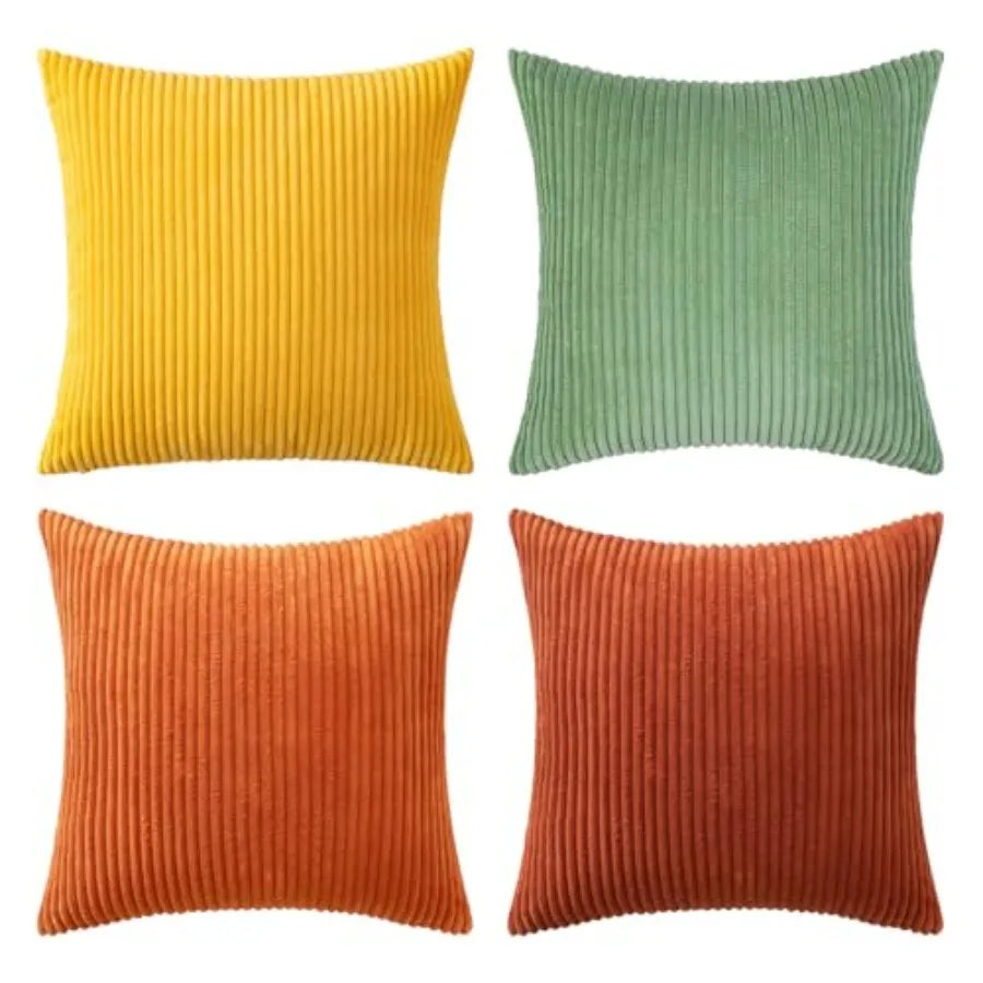 Boho Farmhouse Throw Pillow Covers 18x18 Inch Set of 4 Modern Nordic Cushion Covers Soft Corduroy