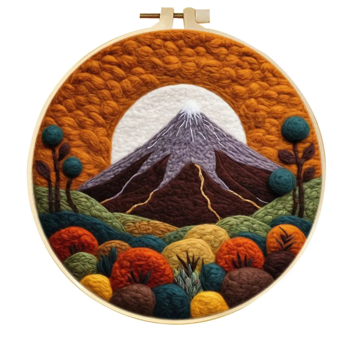 CHENISTORY DIY Wool Felting  Mountain Landscape With Embroidery Frame