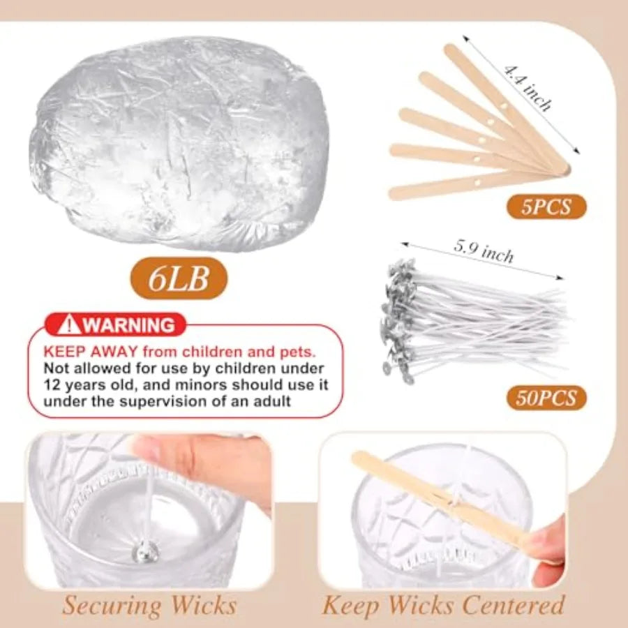 6 lb Clear Jelly Wax for Candle Making, Smooth Pour & Long Lasting Burning