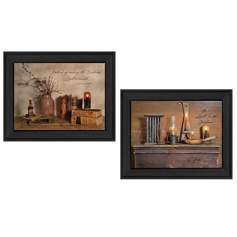 Framed Wall Art, Modern Candle-Themed Print