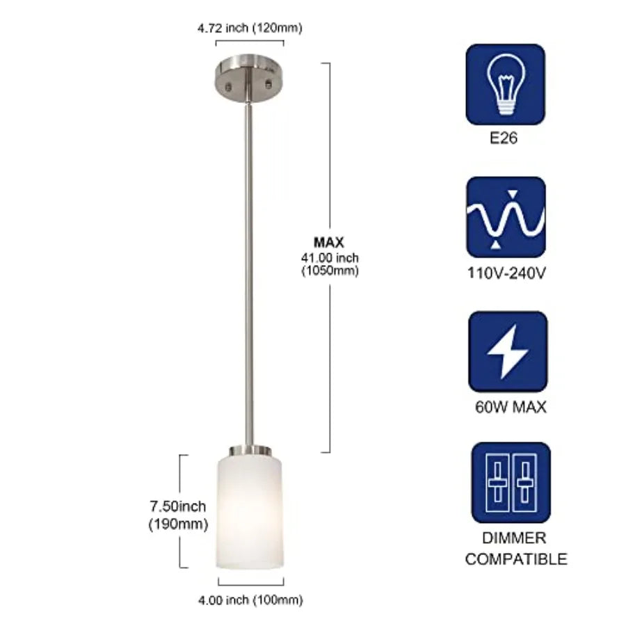 Farmhouse Chandelier Pendant Light Fixtures with Opal White Shades Hanging Ceiling Pendant Lighting