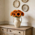 Handled Distressed Vase, 8.75 , Taupe