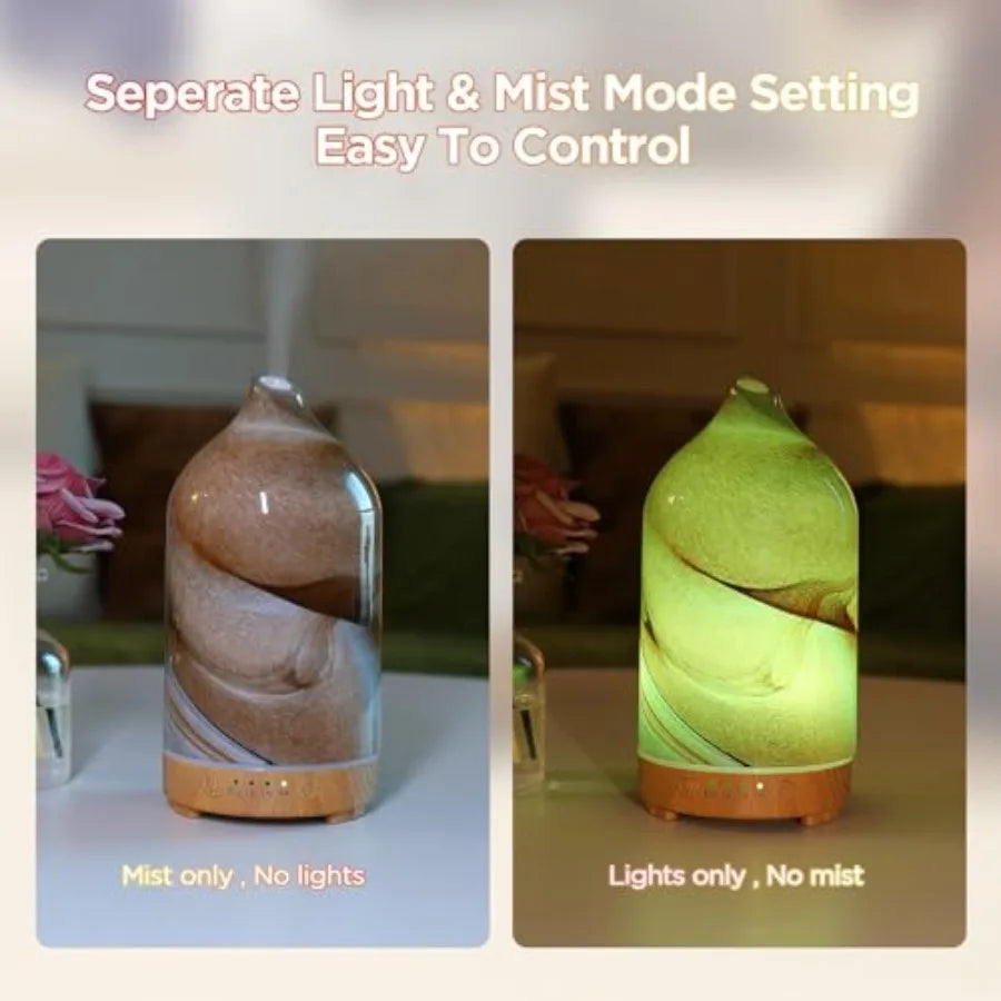 Hand Blown Essential Oil Diffuser Ultrasonic Cool Mist Scent , Whisper Quiet