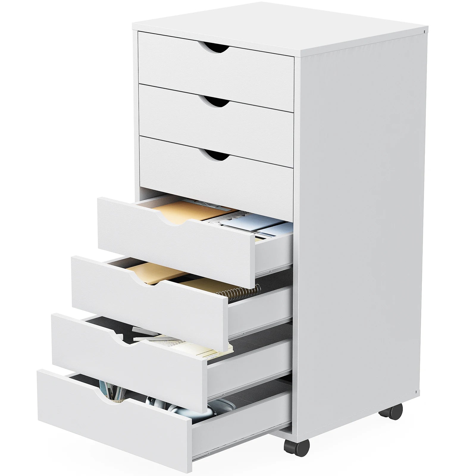 7 Drawer Chest Dressers Storage Cabinet Wooden  Mobile Cabinet Wheels