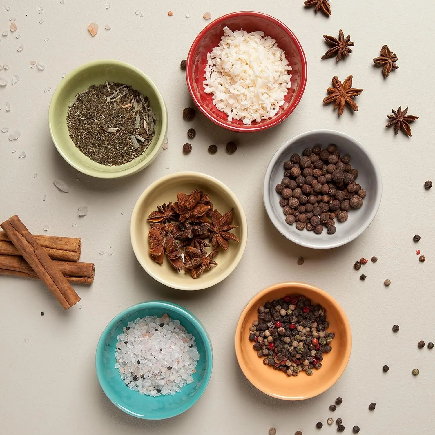Ceramic Bowl Set of 6, 2 oz Mini Dishes for Dips and Condiments, Microwave & Dishwasher Safe