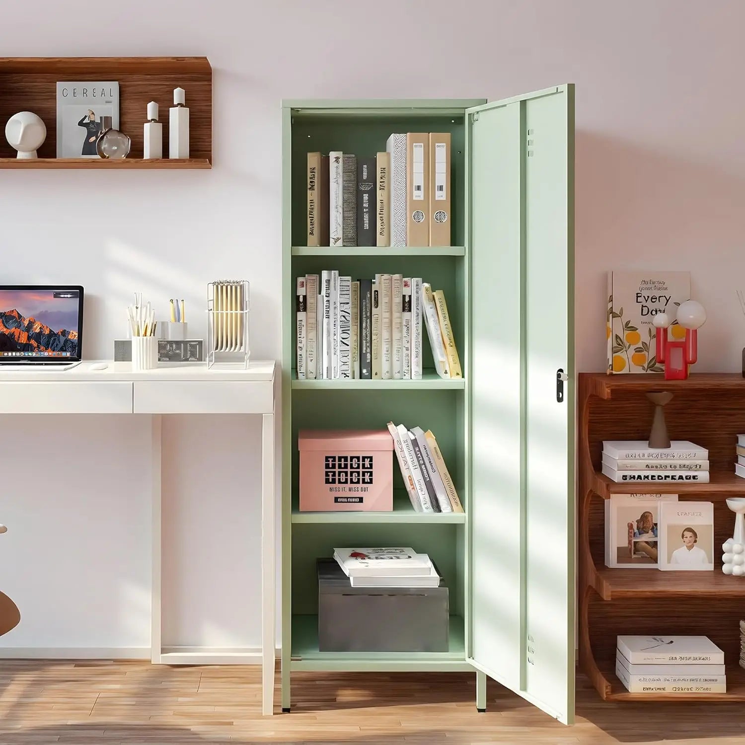 Lockable Metal Storage Cabinet with Removable Shelves