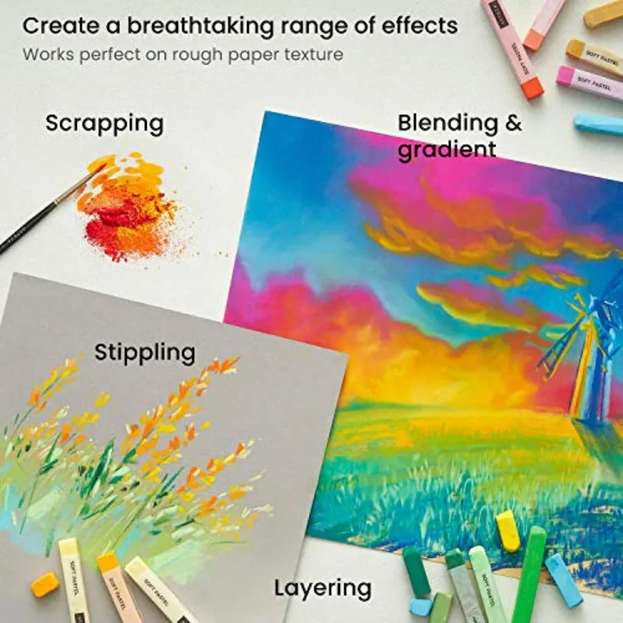 Soft  Chalk Pastels for Artists, Set of 72 for Drawing, Blending, Layering